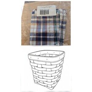 Longaberger Plaid Small Spoon Basket Fabric Liner 2114828 Farmhouse New
